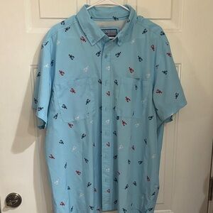 Men's Light Blue Casual Shirt with Lobster print